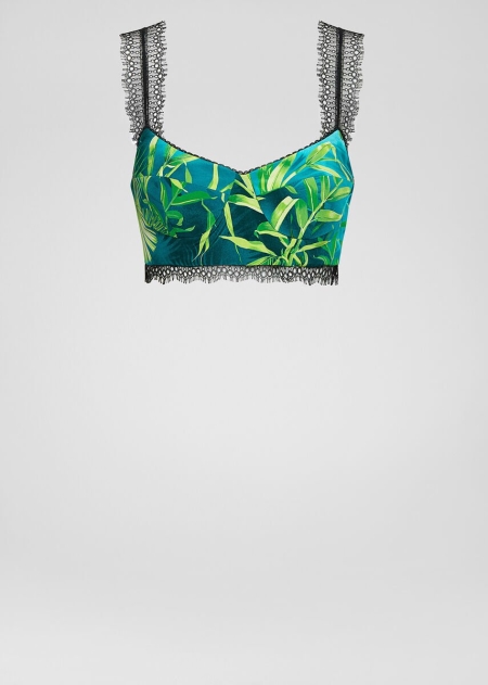 Top Bralette Versace Jungle Print Silk Dama | MBXNPIS-97